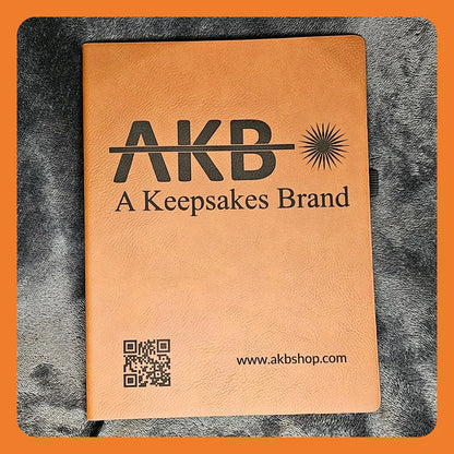 Bulk Notebooks – Company Logos, QR Codes and Custom Text - Custom Laser Engraved 7x9 Journal in Chestnut or Buckskin