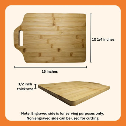 Personalized Bamboo Cutting Board – Custom Engraved Serving Board for Cheese, Charcuterie, Weddings & Housewarming Gifts - Large Size Board