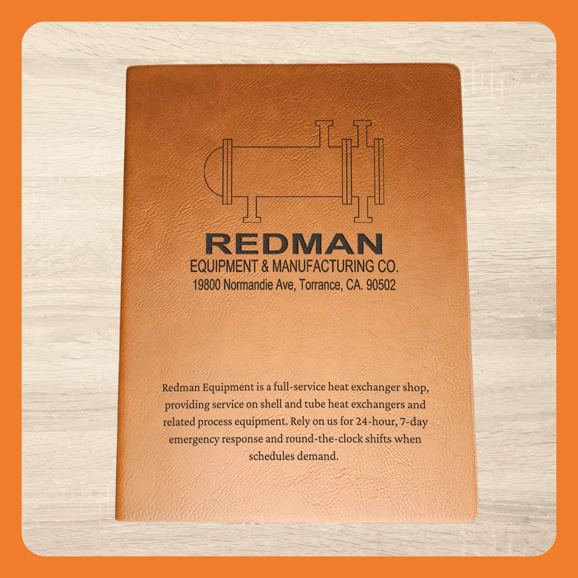 Bulk Notebooks – Company Logos, QR Codes and Custom Text - Custom Laser Engraved 7x9 Journal in Chestnut or Buckskin