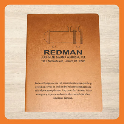 Bulk Notebooks – Company Logos, QR Codes and Custom Text - Custom Laser Engraved 7x9 Journal in Chestnut or Buckskin