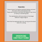 Ordering instructions for a cutting/serving board design
