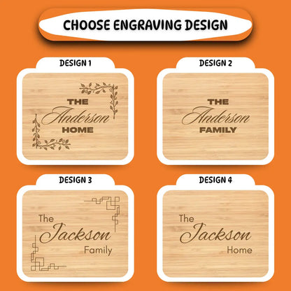 Personalized Bamboo Cutting Board – Custom Engraved Serving Board for Cheese, Charcuterie, Weddings & Housewarming Gifts - Large Size Board