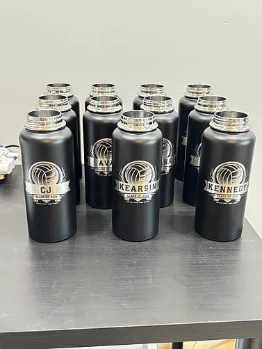 Bulk Quantity - Dual Lid Bottles - 32 Oz - Straw and Chug Spouts - Powder Coated - Personalization Available