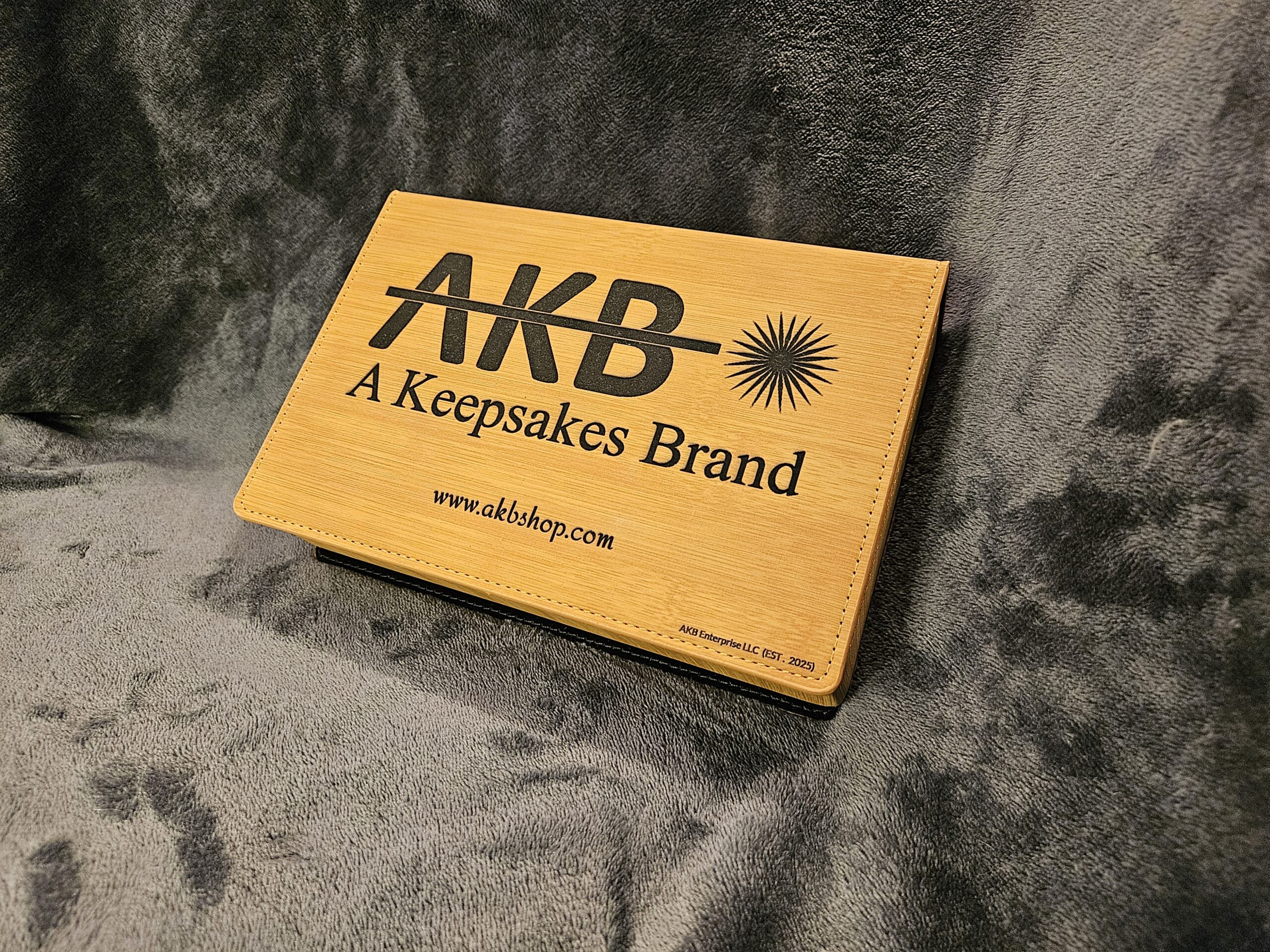 Flask Gift Set - Leatherette with Bamboo Finish