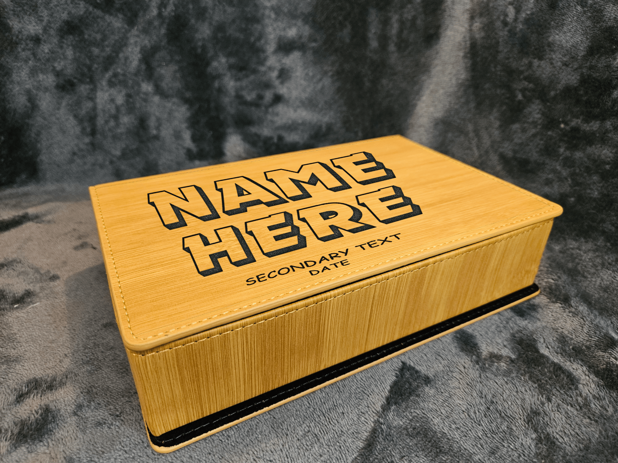 Flask Gift Set - Leatherette with Bamboo Finish