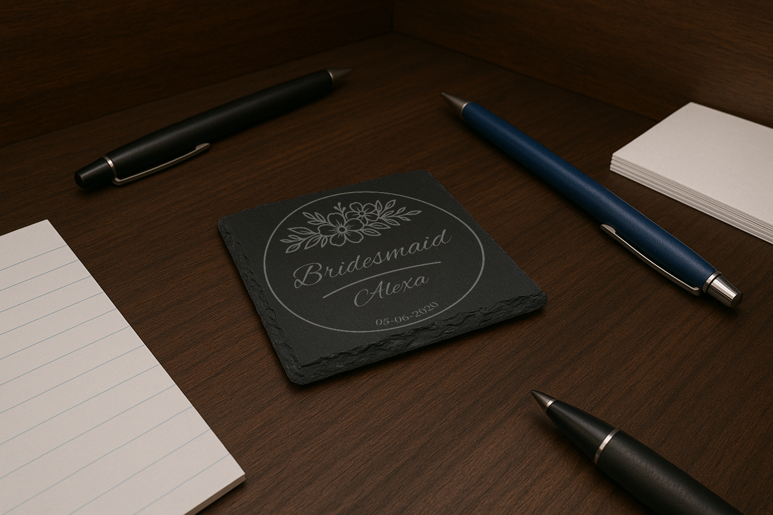 Sq Slate – Iso View – Dark Wood – Bride Design 3