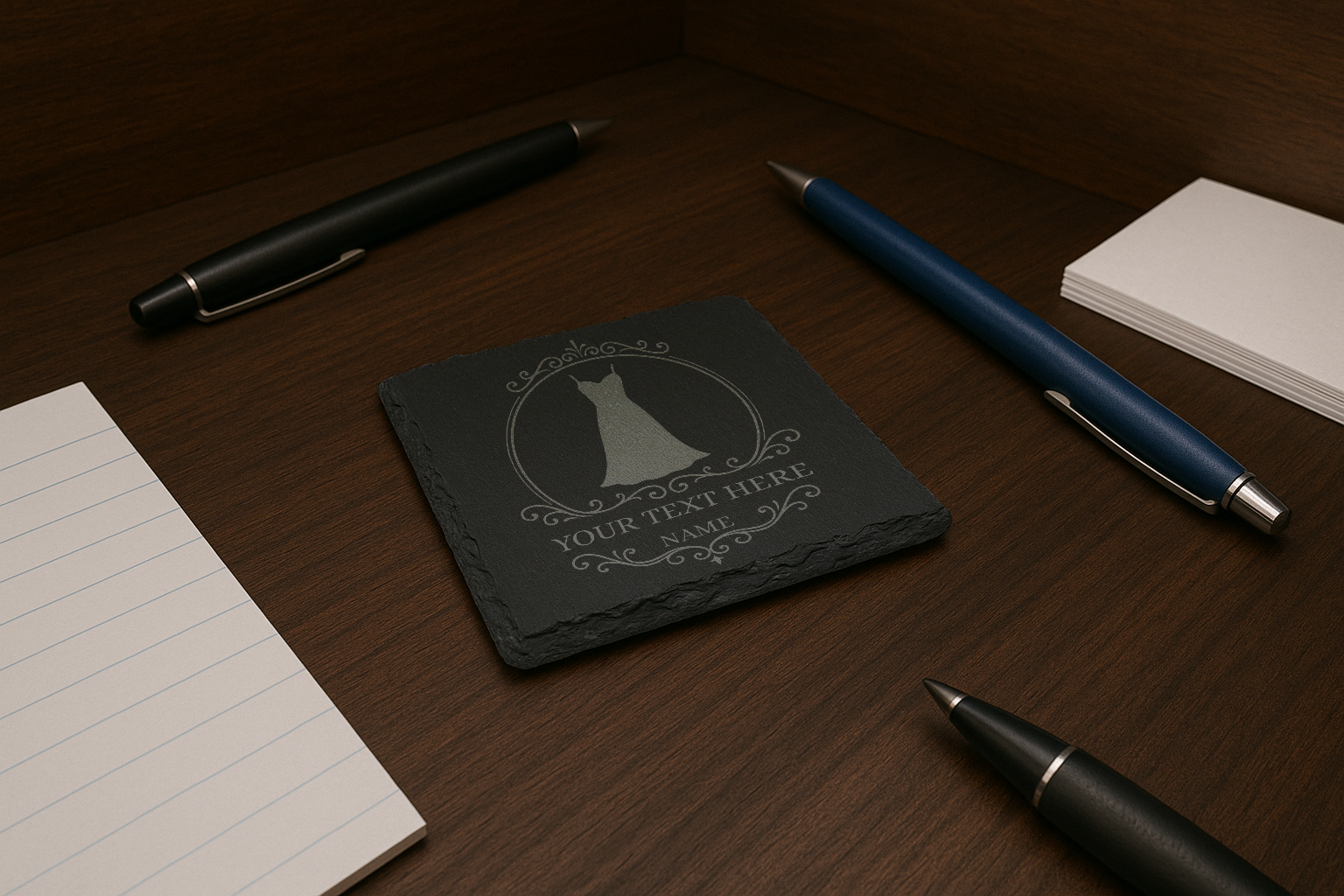 Sq Slate – Iso View – Dark Wood – Bride Design 6