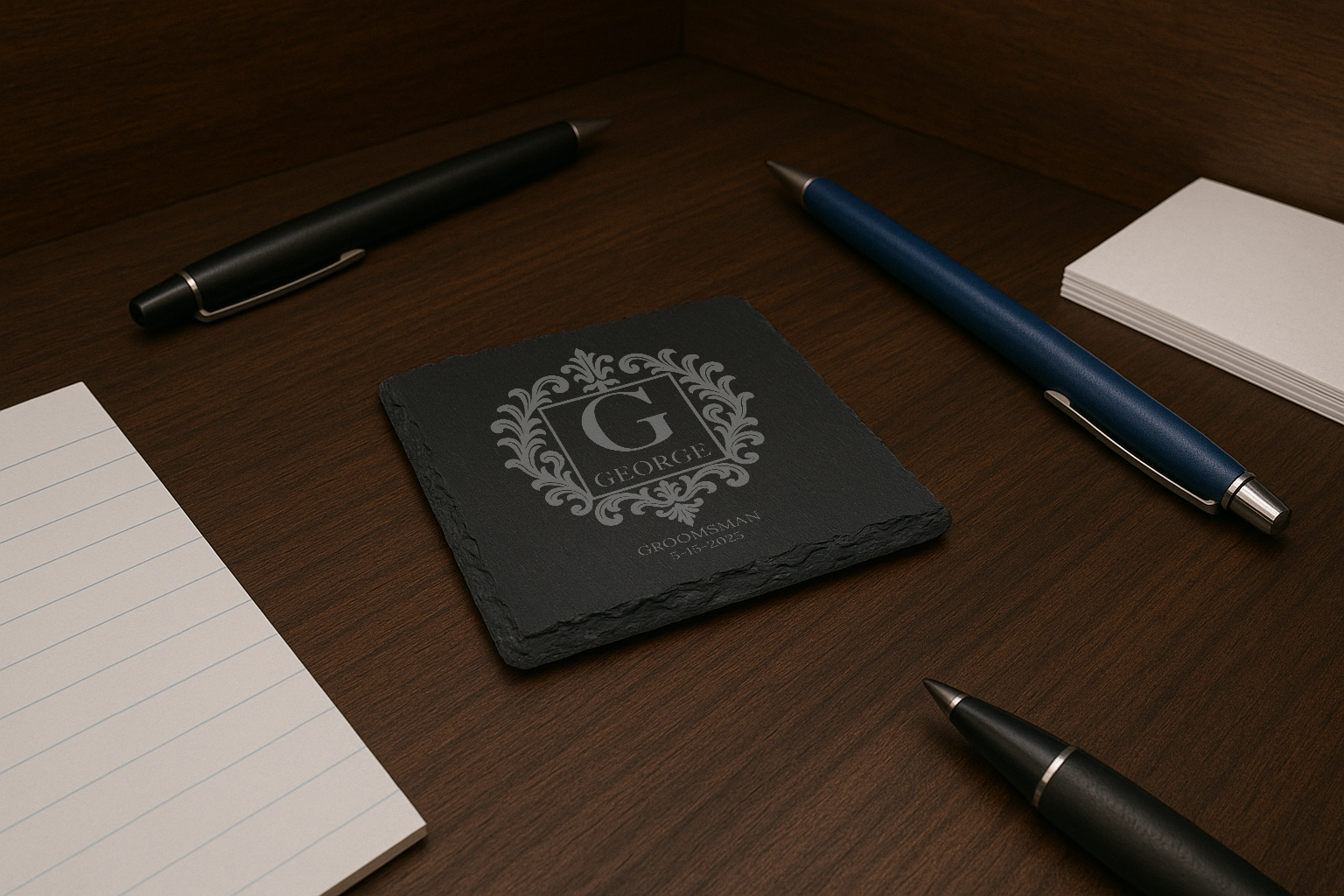 Sq Slate – Iso View – Dark Wood – Groom Design 4